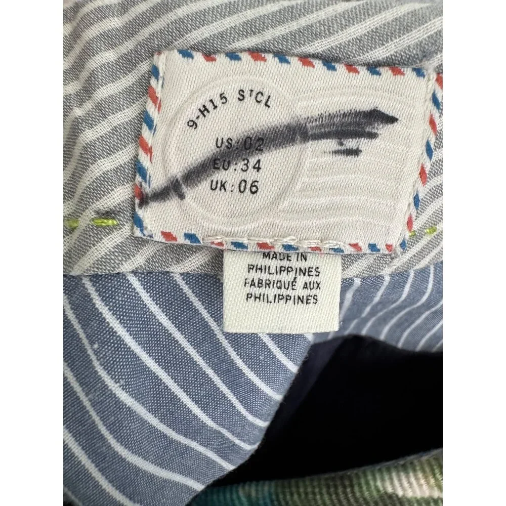 Anthropologie Womens Floral Corduroy Pencil Skirt Size 2 Green & Blue Vtg Style - Picture 6 of 11